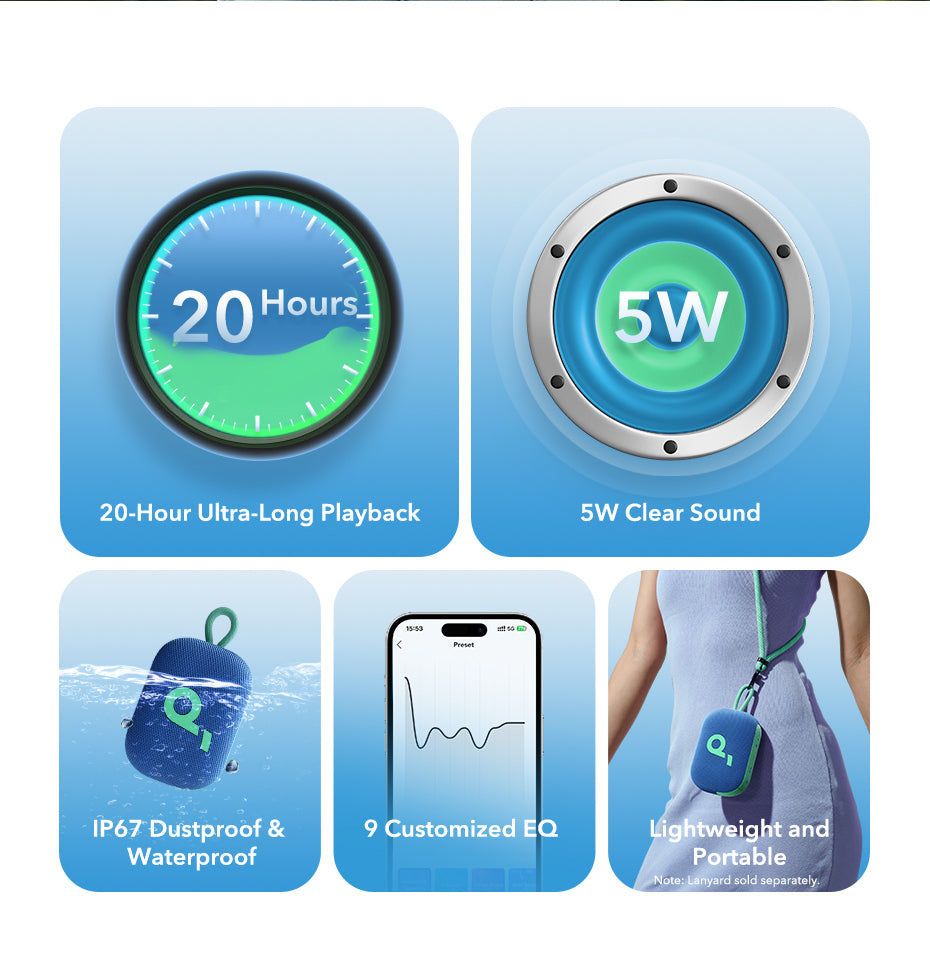 Soundcore Select 4 Go, 5W Crystal Clear Sound, Bluetooth Speaker, IPX67 Waterproof, 20H Playtime