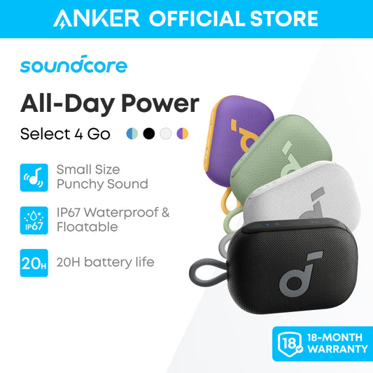 Soundcore Select 4 Go, 5W Crystal Clear Sound, Bluetooth Speaker, IPX67 Waterproof, 20H Playtime